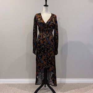 Shyanne Black and Brown Floral Long Sleeve Dress